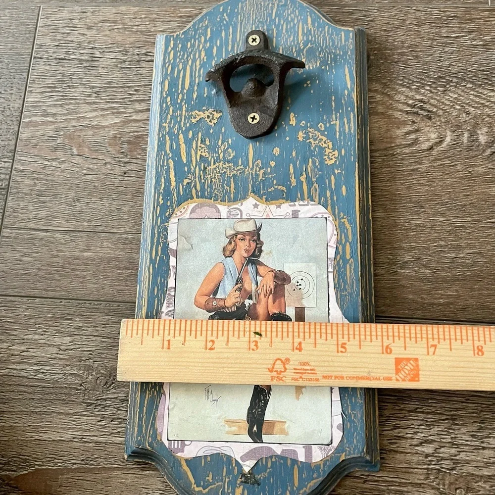 Vintage Blue Wall Mounted Bottle Opener